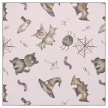 Cute Kids Cat Bat Spider Halloween Pattern Fabric