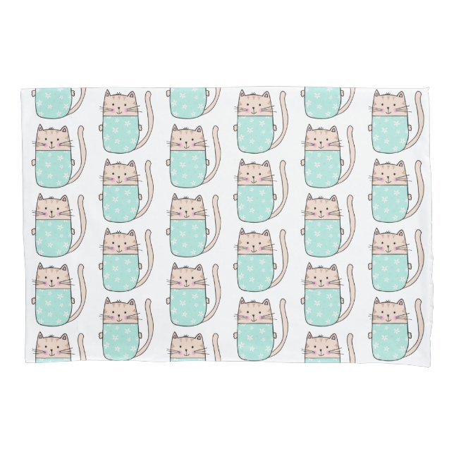 Cute Kids Cat Pattern Pillow Case (Front)