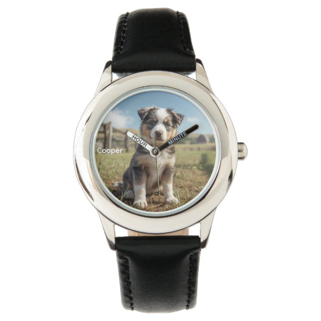 Cute Kid's Cattle Dog Personalized Watch (Front)