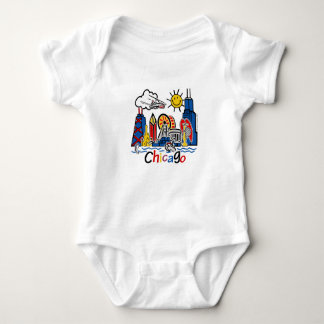Cute Kids Chicago Skyline Baby Bodysuit
