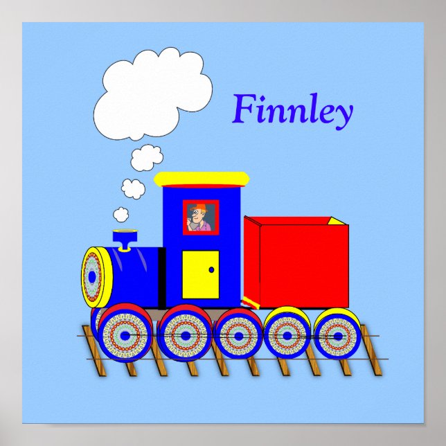 Cute Kids Choo Choo Train Personalised  Poster (Front)