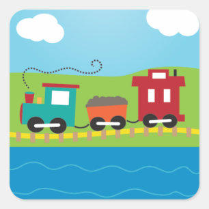 Cute Kid's Choo Choo Train Square Sticker
