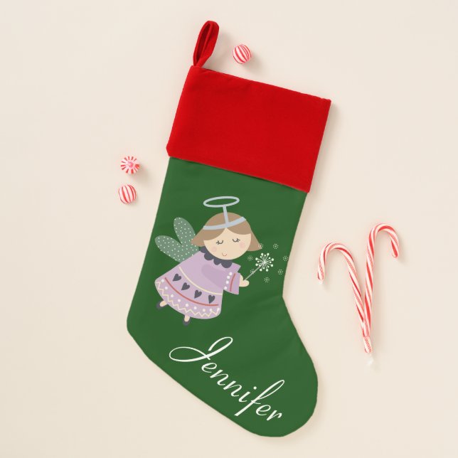 Cute Kids Christmas Angel Holiday Season Stocking (Front)