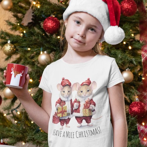 Cute Kids Christmas Animal Mice Childrens festive T_Shirt