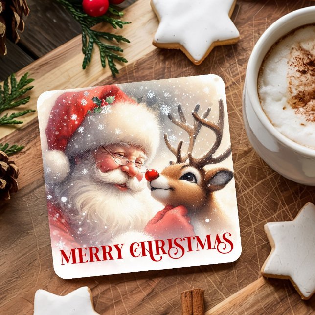Cute Kids Christmas Coasters Santa Claus Rudolph (Cute Kids Christmas Coasters Santa Claus Rudolph)
