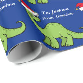 Cute Kids Christmas Dinosaur Custom Wrapping Paper (Roll Corner)