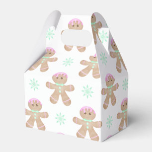 Cute Kids Christmas Gingerbread Cookie Pattern Favor Boxes