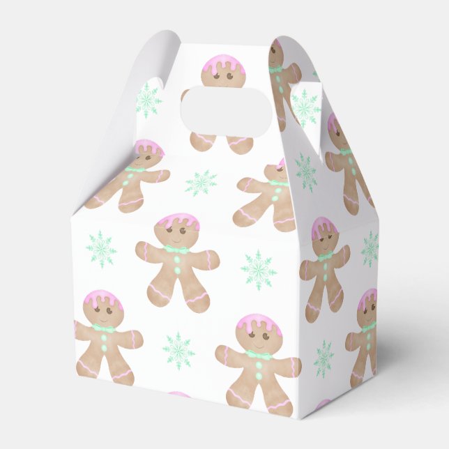 Cute Kids Christmas Gingerbread Cookie Pattern Favor Boxes (Front Side)