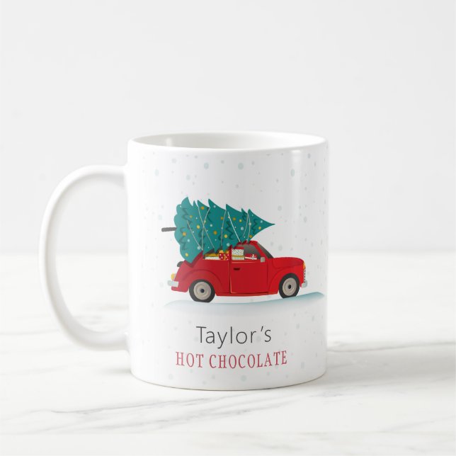 Cute Kids Christmas Holiday Personalized Coffee Mug (Left)