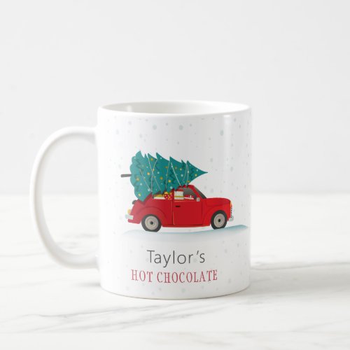 Cute Kids Christmas Holiday Red Car Personalized Coffee Mug