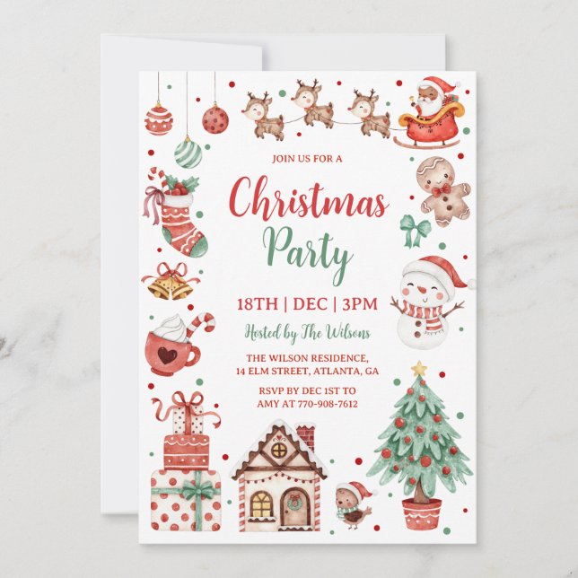 Cute Kids Christmas Party Invitation (Front)