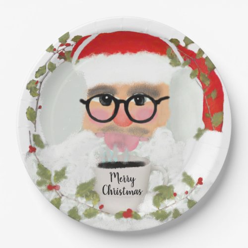 Cute Kids Christmas Party Santa Claus Custom Paper Plates