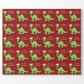 Cute Kids Christmas Red Dinosaur Custom Wrapping Paper (Flat)