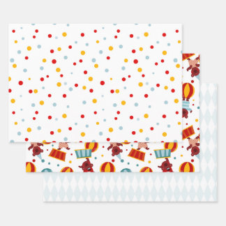 Cute Kids Circus Retro Wrapping Paper Sheets