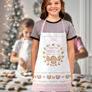Cute Kids' Cookie Baking Pink Christmas Apron