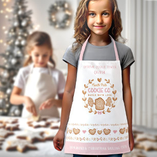 Cute Kids' Cookie Baking Pink Christmas Apron