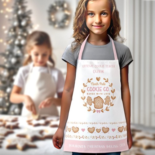 Cute Kids Cookie Baking Pink Christmas Apron