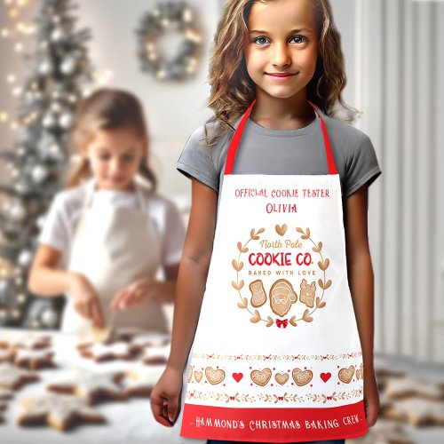 Cute Kids Cookie Baking Red Christmas Apron