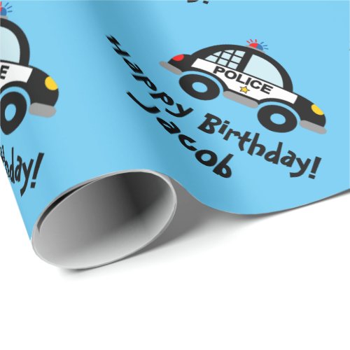 Cute kids cop car police themed Birthday party Wrapping Paper
