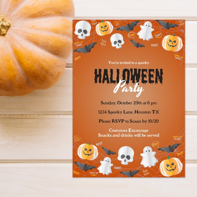 Cute Kids Costume Party Trick or Treat Halloween Invitation (Creator Uploaded)