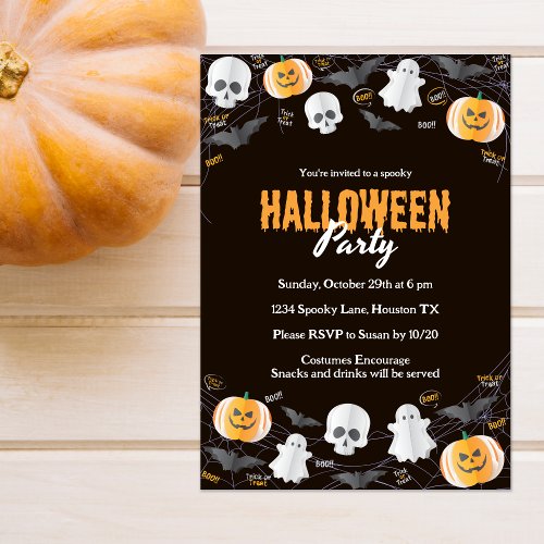 Cute Kids Costume Party Trick or Treat Halloween Invitation