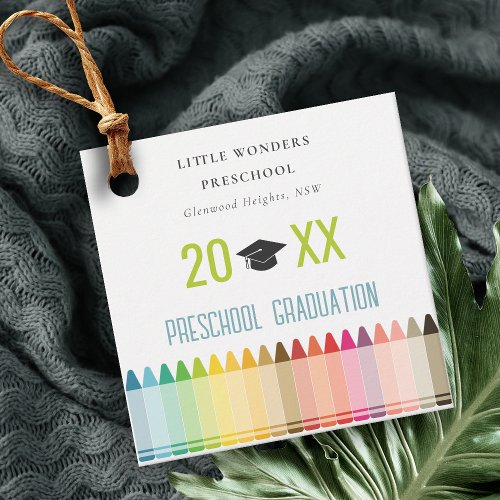 Cute Kids Crayon Fun Rainbow Preschool Graduation Favor Tags
