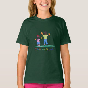 Cute Kids Crayon Style I Love You So Much Family A T-Shirt