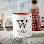 Cute Kids Custom Monogram   Name Stars Hearts Two-Tone Coffee Mug<br><div class="desc">Cute custom Monogram and Name mug for children. Personalize with your little one's initial and it'll be surrounded by sweet stars and hearts - it'll be an instant favorite. Great gift for Christmas or Birthdays.</div>