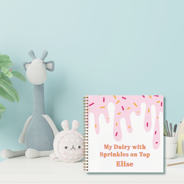 Cute Kid's Diary Sprinkle Ice Cream Drips Notebook (Creator Uploaded)