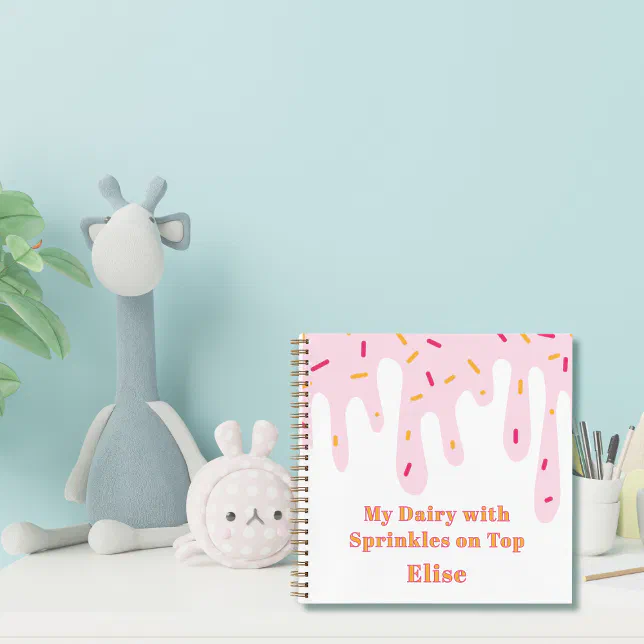 Cute Kid's Diary Sprinkle Ice Cream Drips Notebook | Zazzle