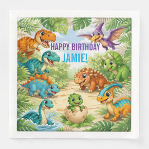 Cute Kids Dinosaur Birthday Paper Dinner Napkins