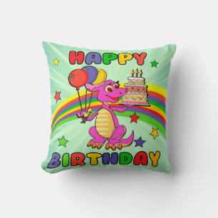 Cute Kids dinosaur birthday Throw Pillow