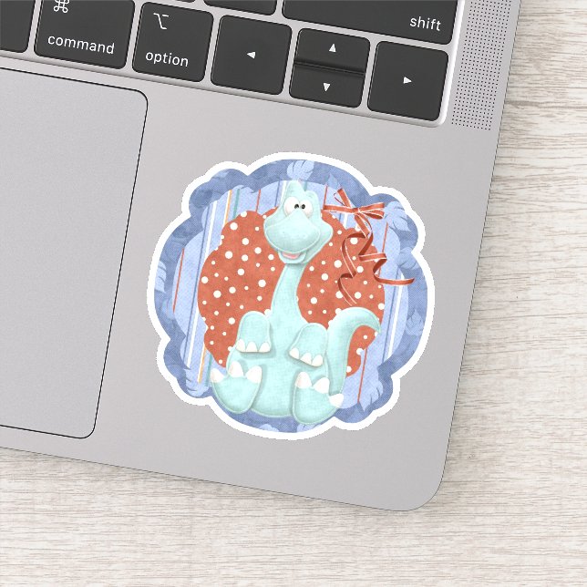 Cute Kids Dinosaur Cartoon Die Cut Sticker Decal (Detail)
