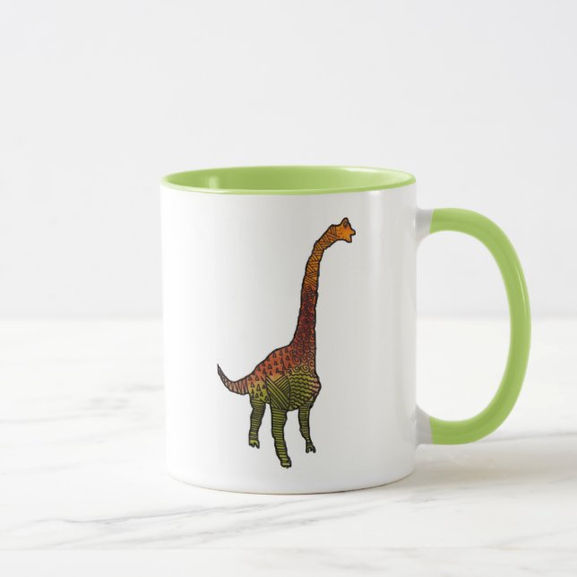 Cute kids dinosaur doodle art illustration mug (Right)