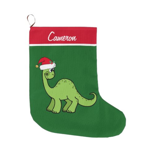 Cute Kids Dinosaur Large Christmas Stocking
