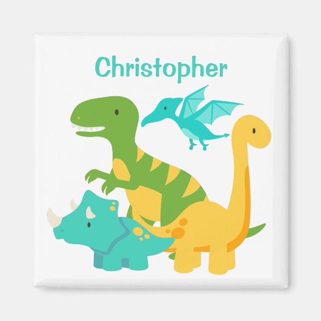 Cute Kids Dinosaur Personalized Magnet (Front)