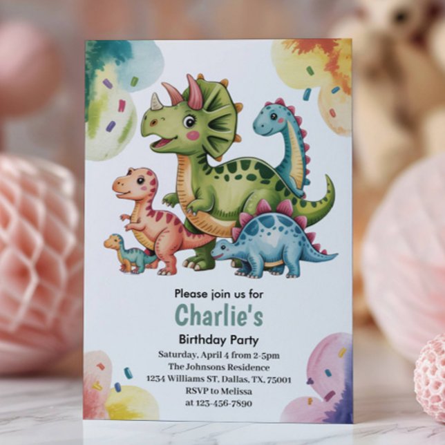 Cute Kids Dinosaur Theme Birthday Party  Invitation (Creator Uploaded)