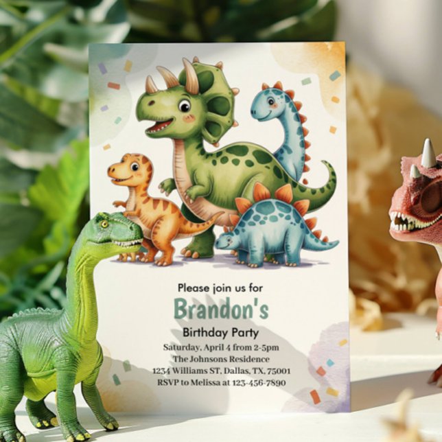 Cute Kids Dinosaur Theme Birthday Party  Invitation (Creator Uploaded)