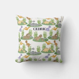 Cute Kids' Dinosaur Tree Pattern Name Custom Throw Pillow