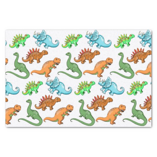 Cute Kids Dinosaurs Illustrations Tissue Paper