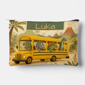 Cute Kids Dinosaurs School Bus Personalized Accessory Pouch