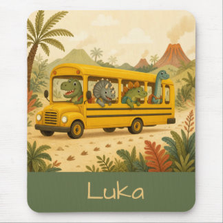 Cute Kids Dinosaurs School Bus Personalized Mouse Pad