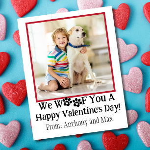 Cute Kids Dog Photo Classroom Valentine's Day Note Card