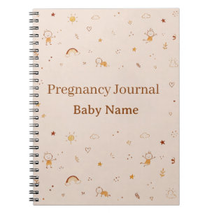 Cute Kids Doodle Baby Name Pregnancy Keepsake Notebook