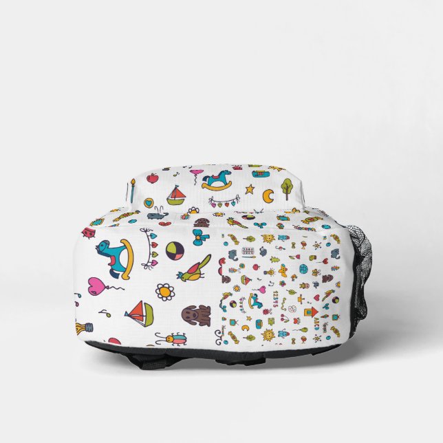 Cute Kids Doodle Pattern School Backpack  (Bottom)
