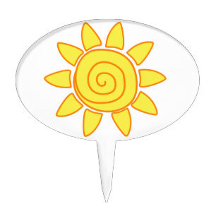 Cute Kids Drawing Sun Illustration Cake Topper