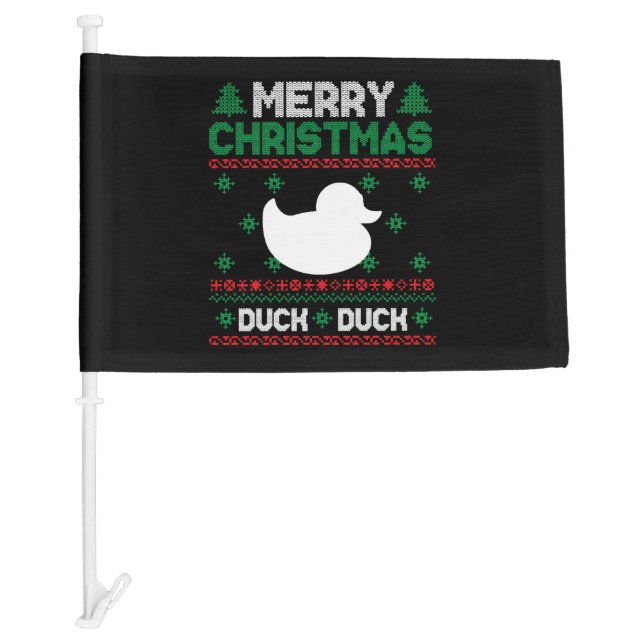 Cute Kids Duck Ugly Christmas Tshirt Car Flag (Front)