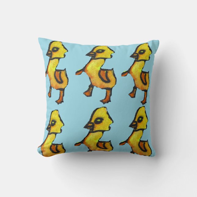 Cute kids Easter ducks powder blue pillows (Front)