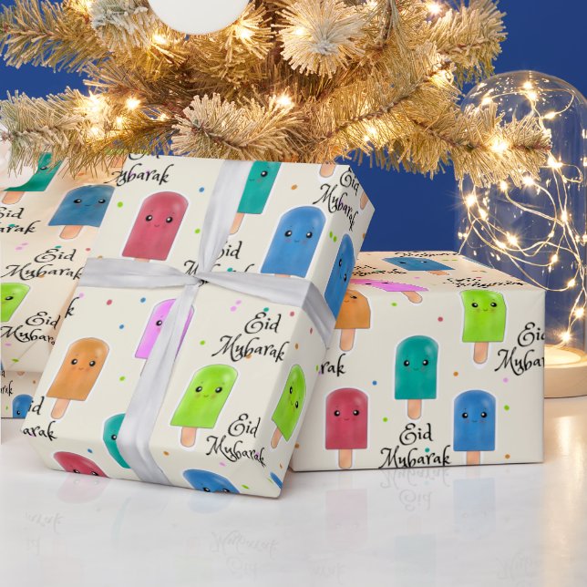 cute kids eid mubarak wrapping paper (Holidays)