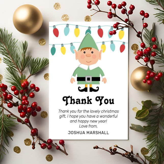 Cute Kids Elf Christmas Thank You Card (Creator Uploaded)